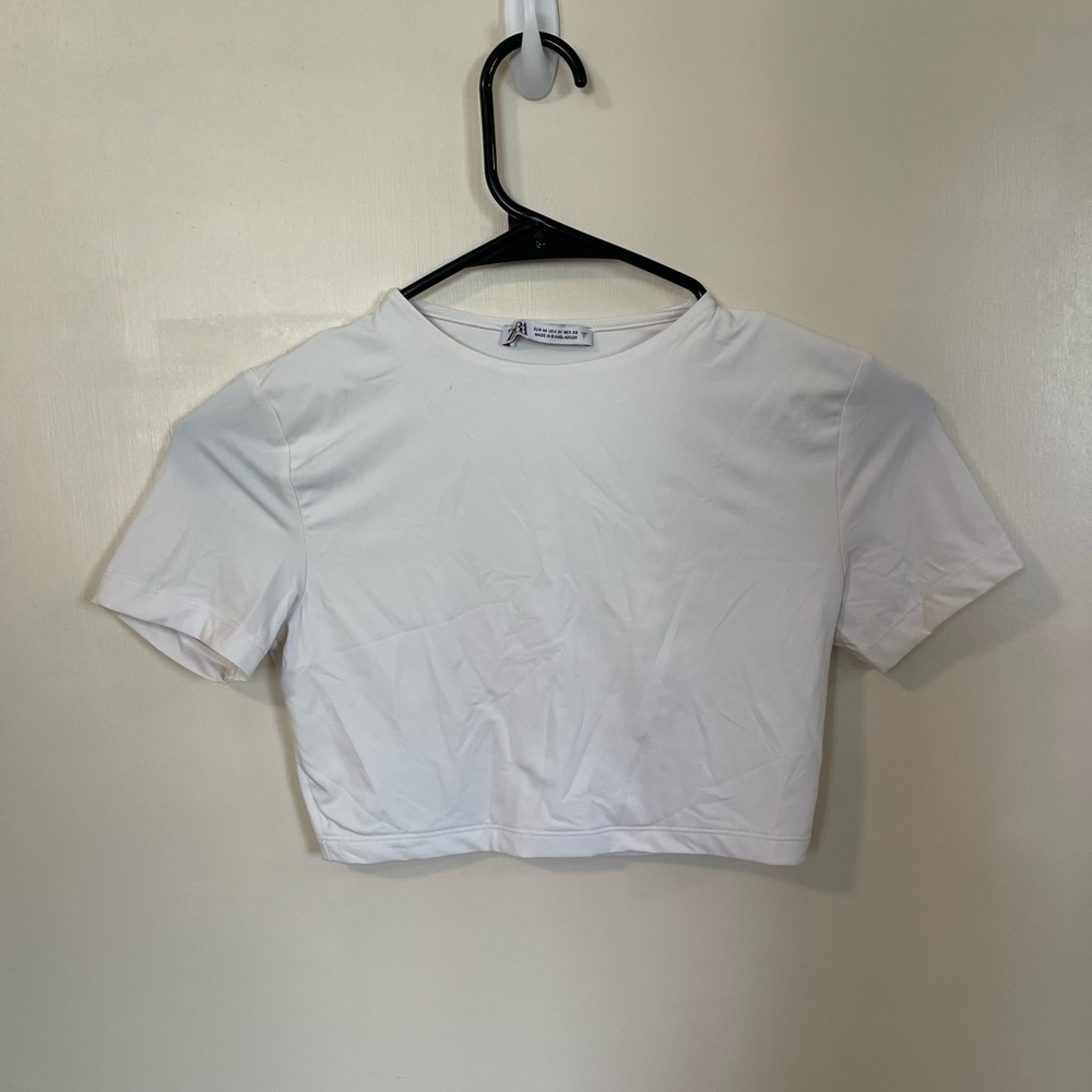 Zara white crop tee